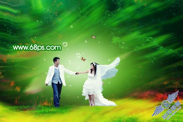 PhotoShop照片处理:打造梦幻的绿色艺术婚片