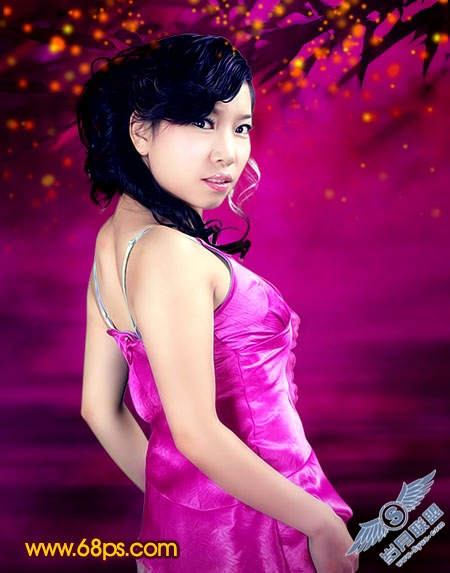 Photoshop打造一幅紫色的古典美女图