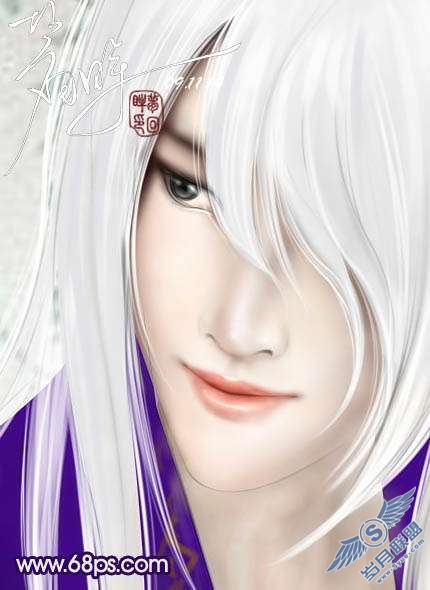 Photoshop鼠绘超酷的白发美男【图】_