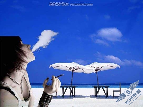 photoshop合成人吹出来云彩效果