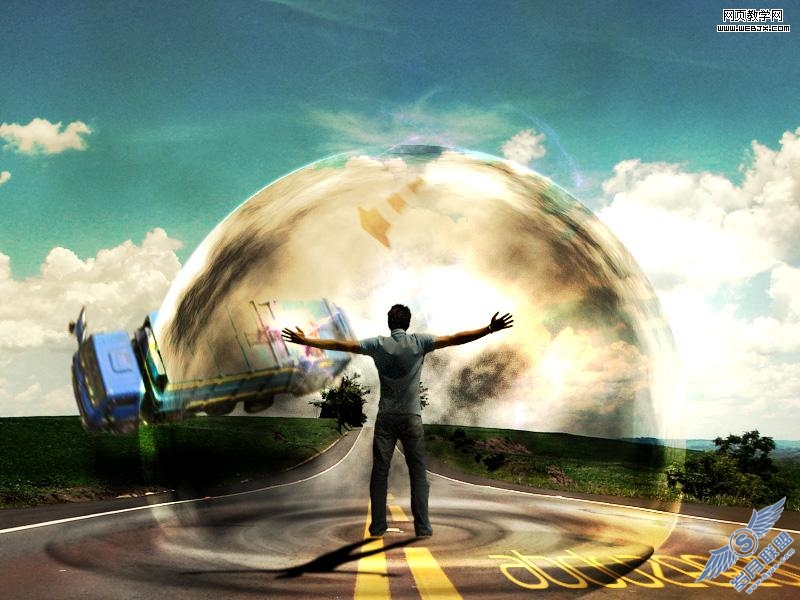 Photoshop经典合成教程:人的能量推翻汽车