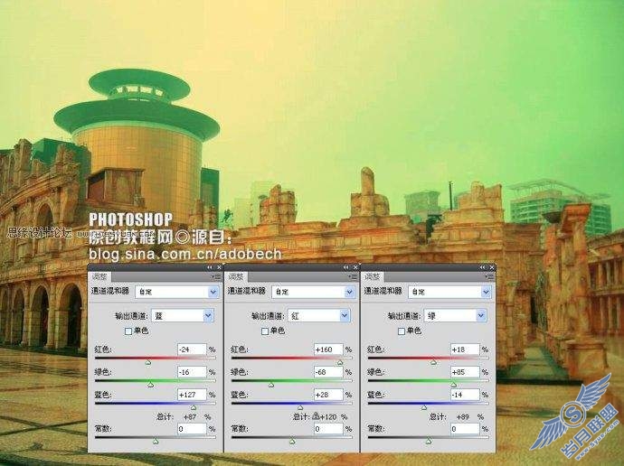 photoshop调色:古老色调商业街