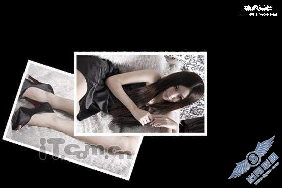 Photoshop变换选区拼接长发性感美女照片