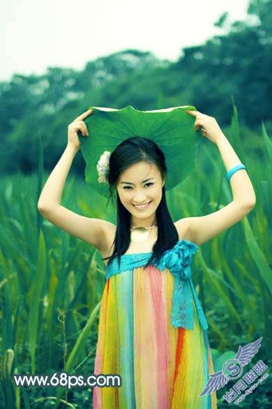Photoshop照片处理:调出古典暗黄色外景美女照片【图】_