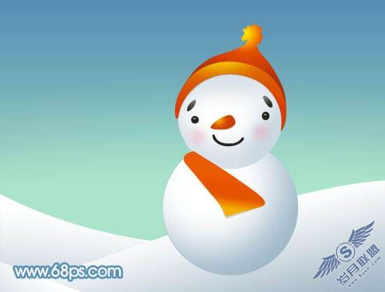 Photoshop制作可爱的卡通雪人教程【图】_