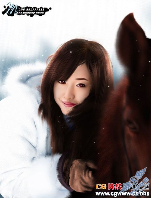 Photoshop精彩手绘雪地里的唯美女孩