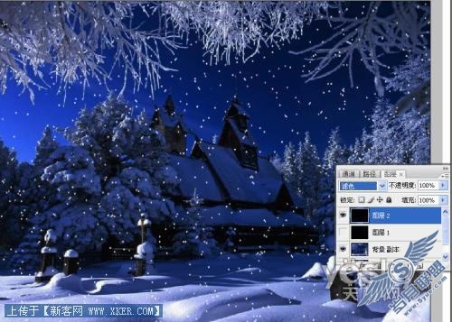 Photoshop将普通照片处理为圣诞夜景_天极设计在线原创