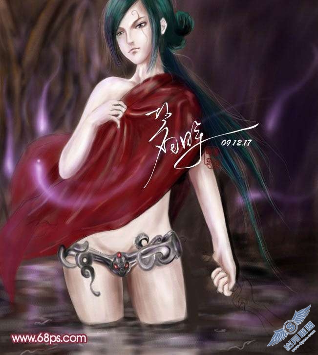 Photoshop鼠绘教程:制作古代穿红袍的女战士【图】_
