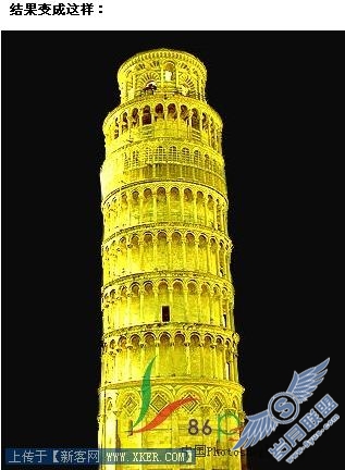 Photoshop合成绚丽金黄宝塔教程
