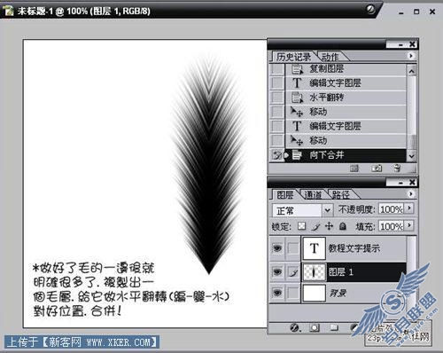 巧用Photoshop“风”滤镜制作羽毛画_整理转载