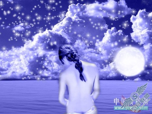 Photoshop教程:蓝色梦幻星光MM唯美艺术效果