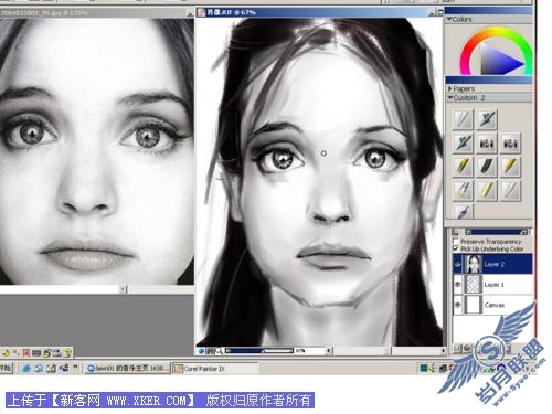 用Painter9临摹照片绘人像素描_天极设计在线整理