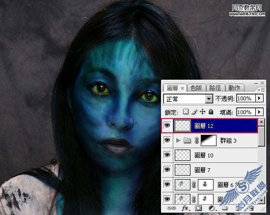 Photoshop处理人物头像成阿凡达电影中外星人【图】_