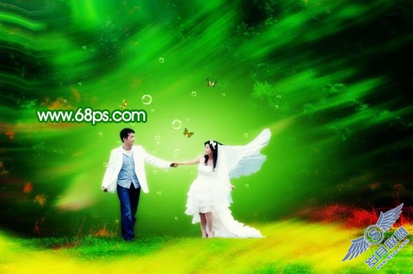 PhotoShop照片处理:打造梦幻的绿色艺术婚片