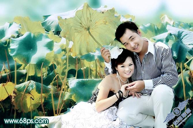 Photoshop调出情侣照片淡淡的青灰色