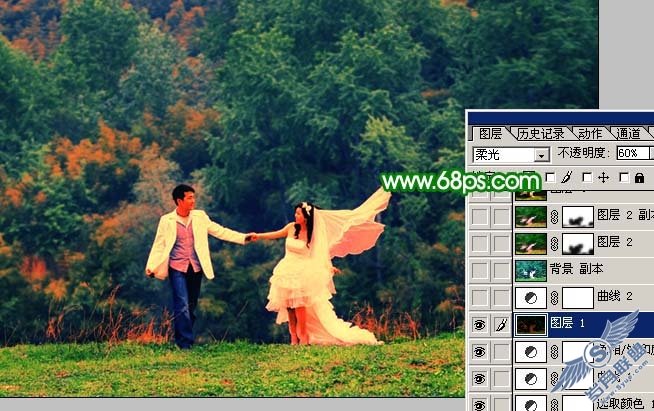 PhotoShop照片处理:打造梦幻的绿色艺术婚片