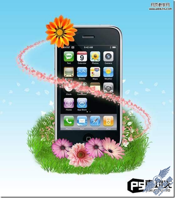 Photoshop合成:制作炫酷的苹果<a href=http://www.syue.com/Digital/Mobile/ target=_blank class=infotextkey>手机</a>天空之城