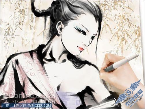 AdobePhotoshopCS3打造水墨风格美女
