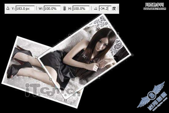 Photoshop变换选区拼接长发性感美女照片