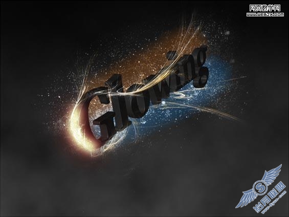 Photoshop制作超酷的光束装饰的立体字