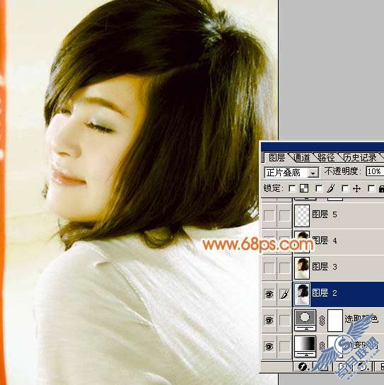 Photoshop照片处理:修正并美化偏黄色的人物照片【图】_