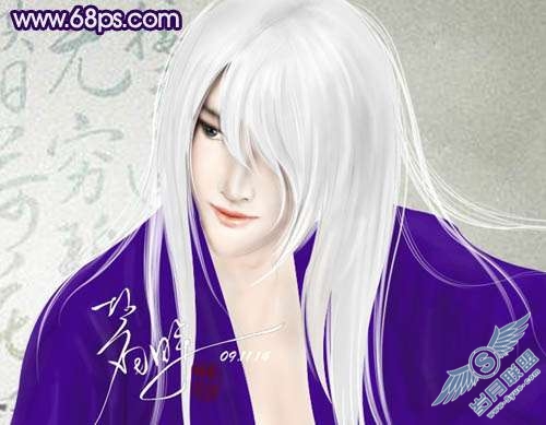 Photoshop鼠绘超酷的白发美男【图】_