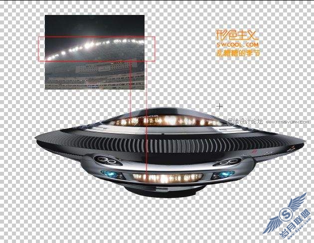 photoshop合成外星球飞碟袭击森林的创意