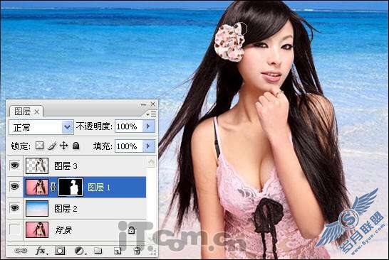 photoshop照片处理:使用抠图改变美女照背景图【图】_