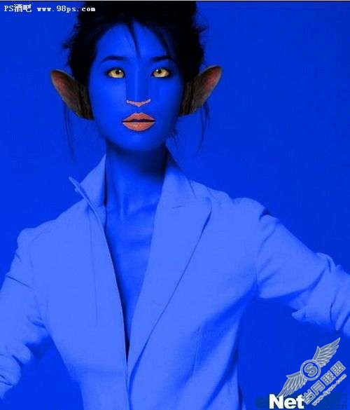 photoshop照片处理:将美女处理成阿凡达人物【图】_