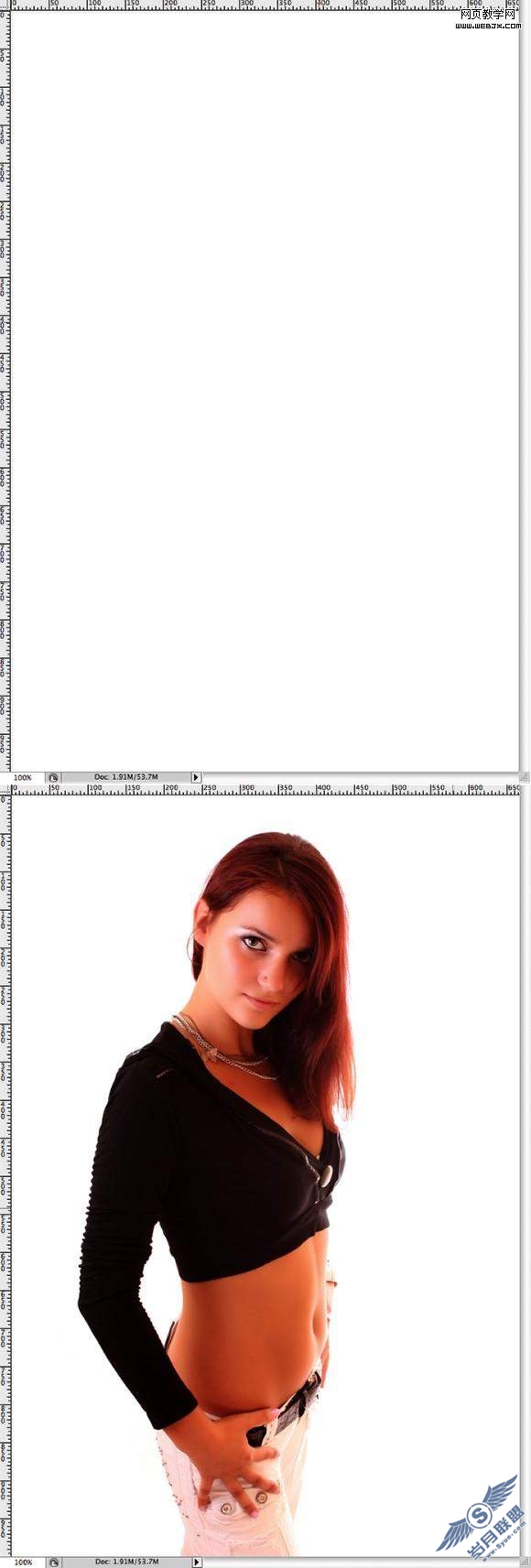 Photoshop教程:美女照片添加时尚炫舞光线特效