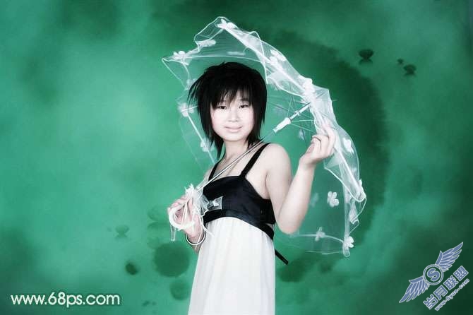 Photoshop照片处理:制作淡水墨背景照片【图】_
