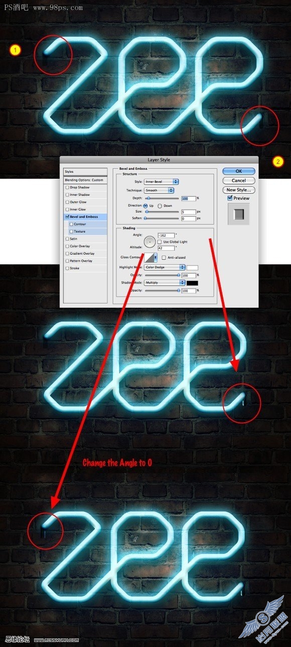 photoshop制作墙壁上的霓虹灯文字