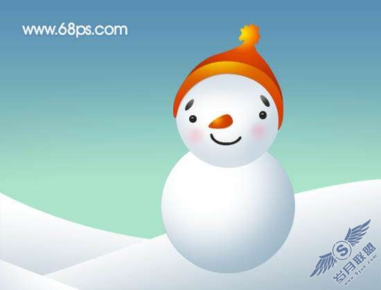 Photoshop制作可爱的卡通雪人教程【图】_