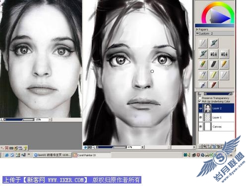 用Painter9临摹照片绘人像素描_天极设计在线整理