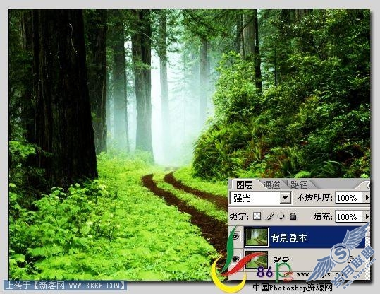 Photoshop打造暗红森林梦幻风景效果