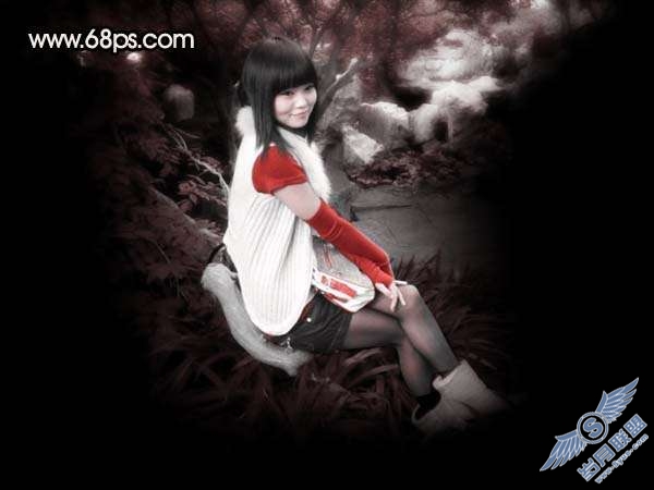Photoshop照片处理:调出可爱暗红色的美女照片