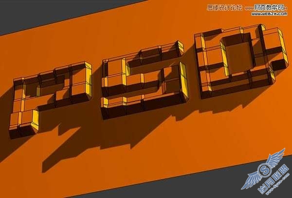 photoshop文字特效:制作三维砖块效果文字【图】_