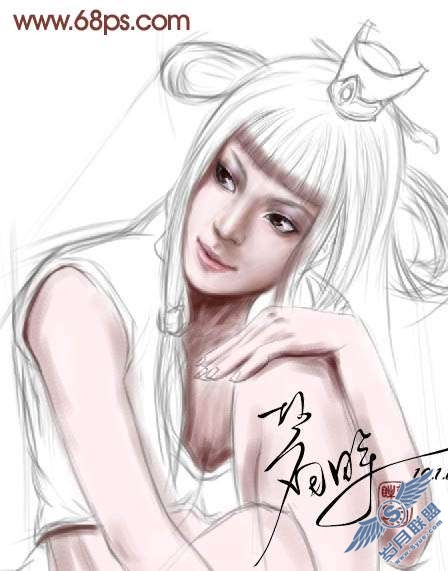 Photoshop鼠绘教程:设计制作瀑布下的古典美女【图】_