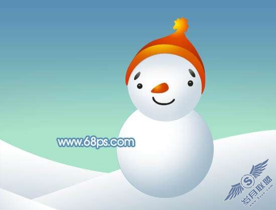 Photoshop制作可爱的卡通雪人教程【图】_
