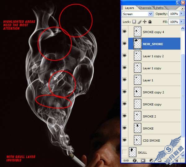 Photoshop合成教程:利用烟雾做出一个超现实的效果【图】_