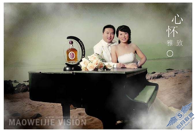 Photoshop照片处理:调色出古典淡绿色婚片效果【图】_