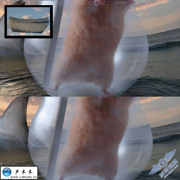 photoshop制作老鼠在透明玻璃瓶里的效果【图】_