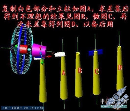 AutoCAD实例：坐式电风扇建模过程