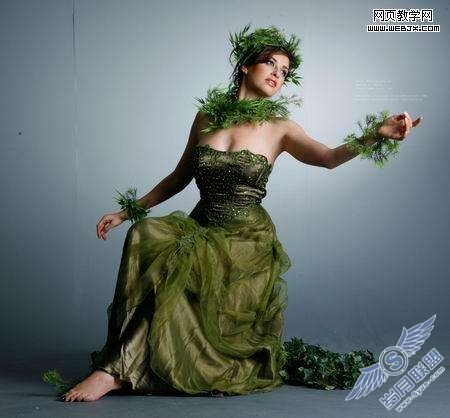 Photoshop合成教程:制作幽暗森林里的绿色魔女【图】_
