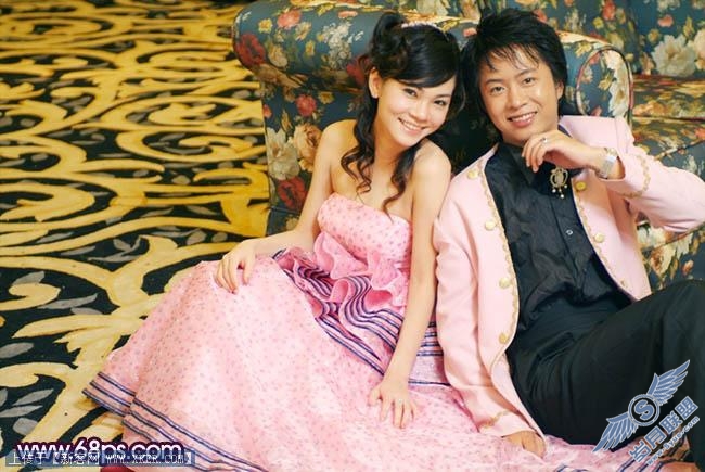 Photoshop调出浪漫的蓝紫色婚片