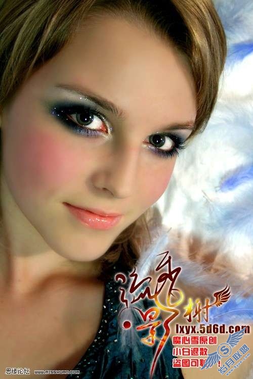photoshop美容教程:打造美女紫色魔幻亮丽彩妆【图】_
