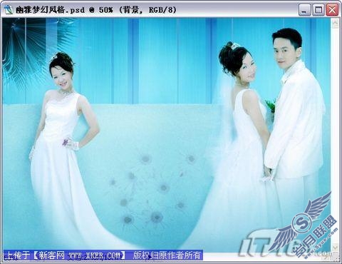 Photoshop制作幽雅梦幻韩版婚纱照