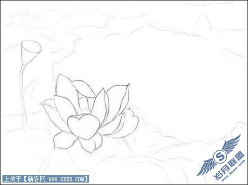 Painter手绘荷花水彩画_天极设计在线转载
