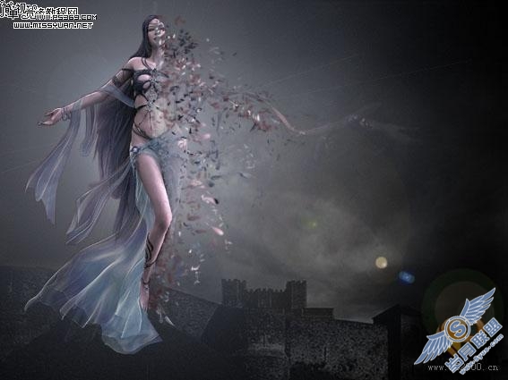 PhotoShop合成正在消失的美女