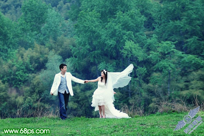 PhotoShop照片处理:打造梦幻的绿色艺术婚片